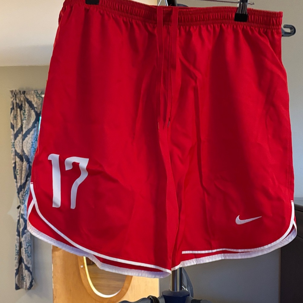 Nike Red Soccer Shorts with White Trim